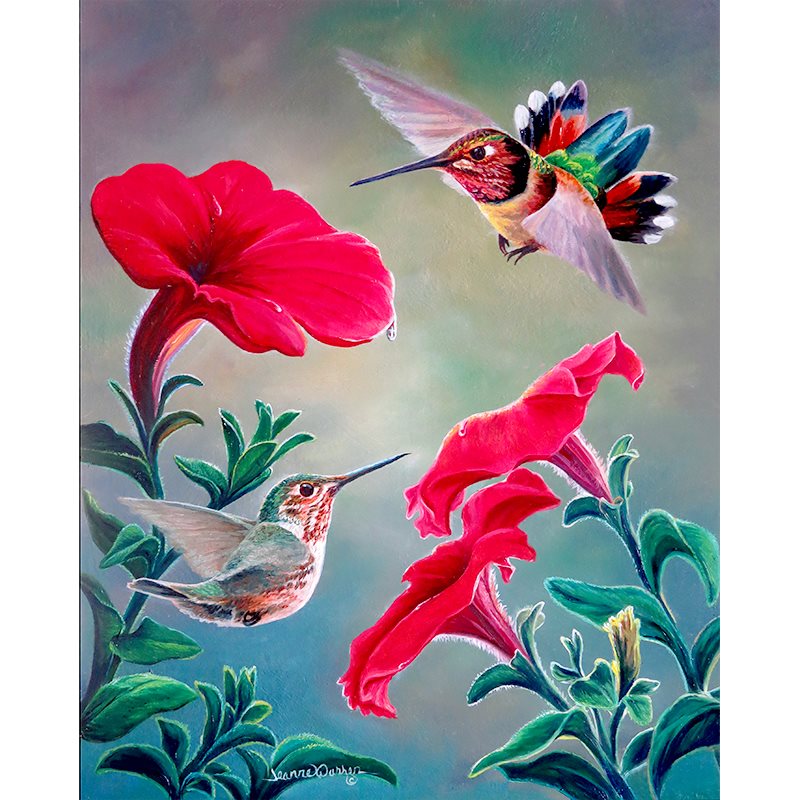Pair of Humming Birds & Flowers – All Diamond Painting