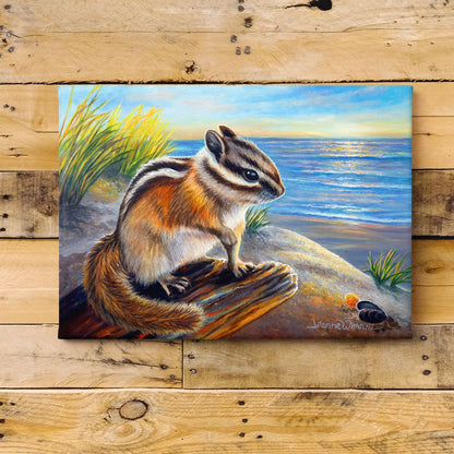 "Dreamin" - Chipmunk and Beach Art Print