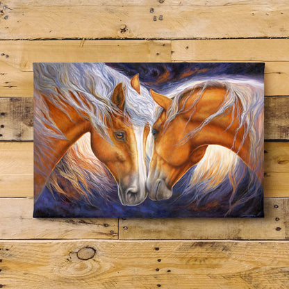 "First Kiss" - Palomino Horses Mare and Stallion Art Print