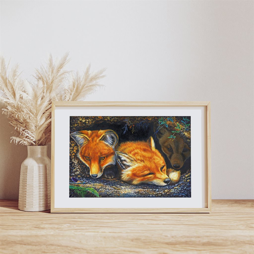 "Fox Babies" - Fox Pups Art Print