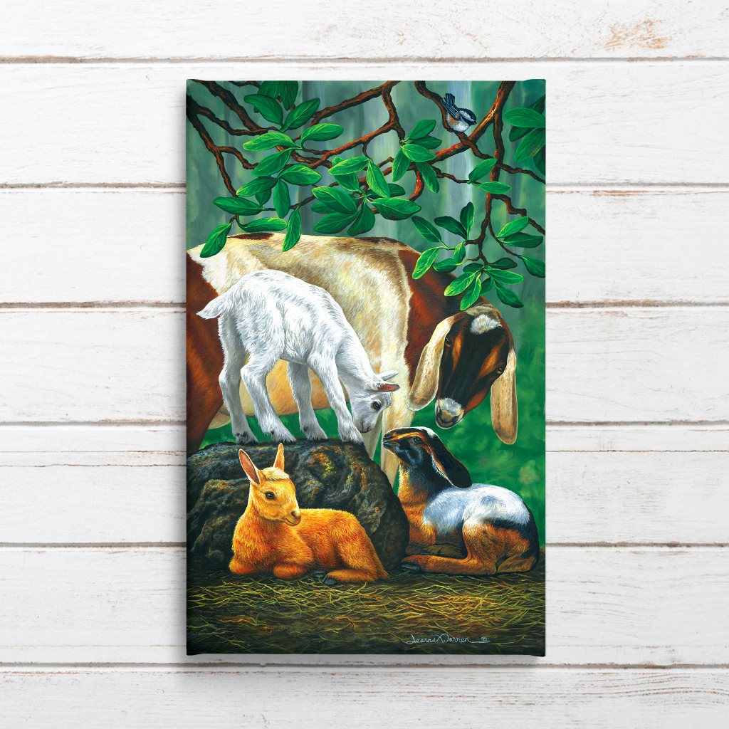 "Goat Fam" - Nubian Goat and Kids Art Print