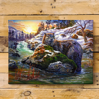 River Otter and Sunset Art Print - "Golden Discovery"