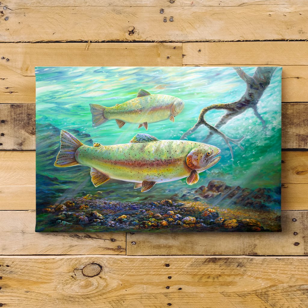 "Rainbow River" - Rainbow Trout underwater Art Print